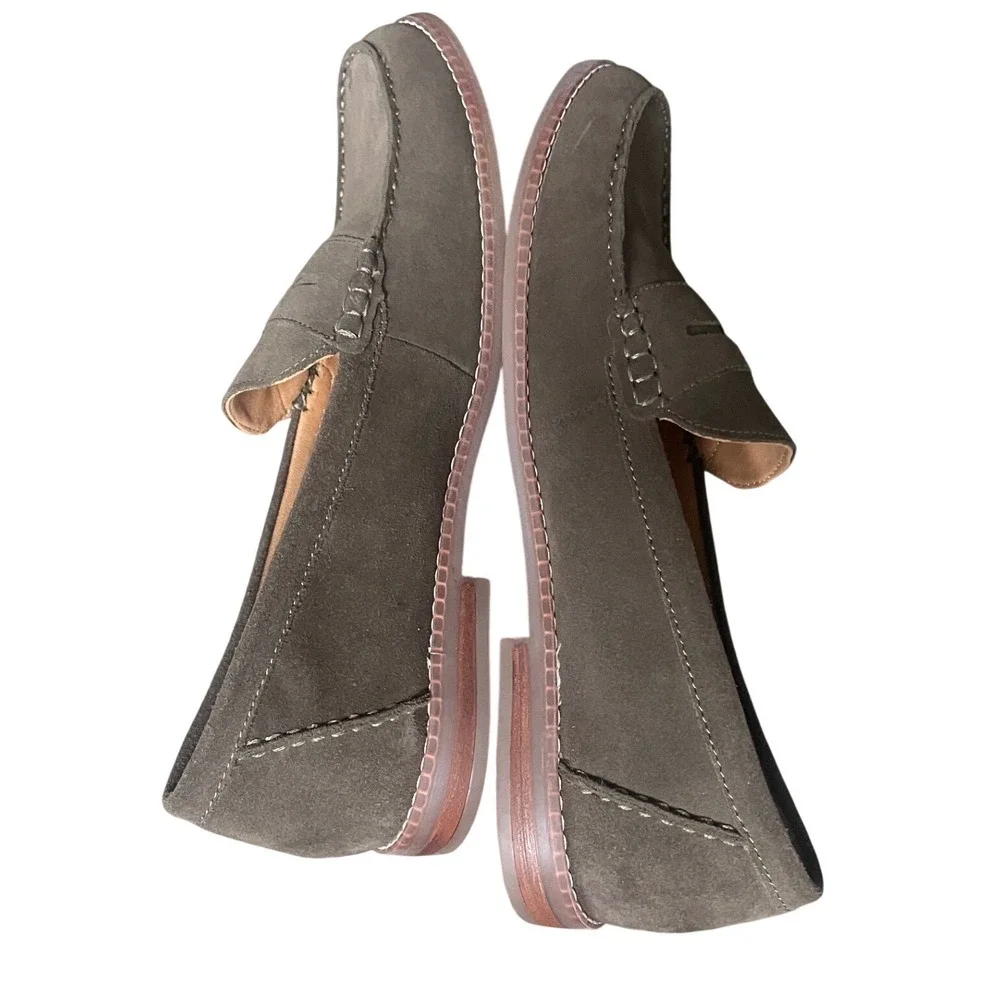 Hush Puppies Wren Olive Suede Penny Loafers Women's 12